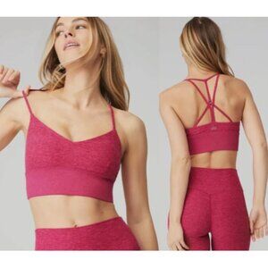Alo Yoga Lavish Sports Bra in Magenta Crush Heather Pink in Size L